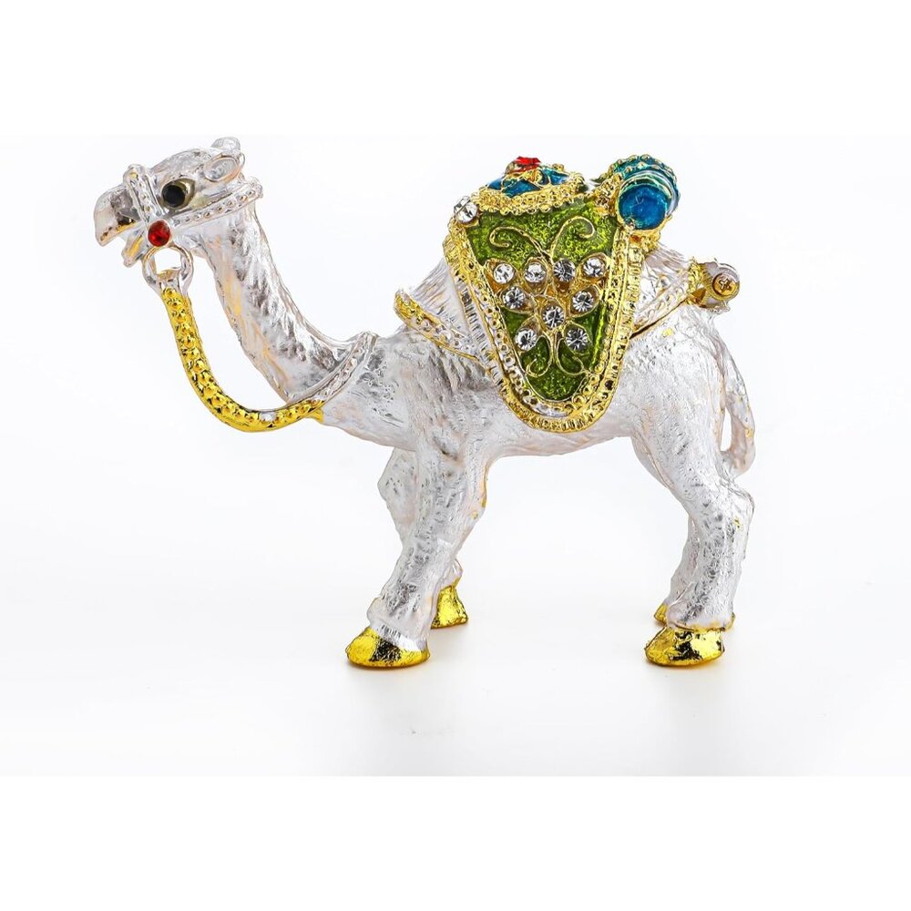 2.1inch Tiny Cute Camel Figurine Collectible, Hinged Crystal Jeweled Animal Trin